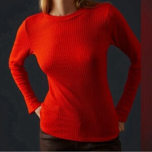 PILCRO ANTHROPOLOGIE  LONG SLEEVED COTTON BLEND LIGHTWEIGHT SWEATER